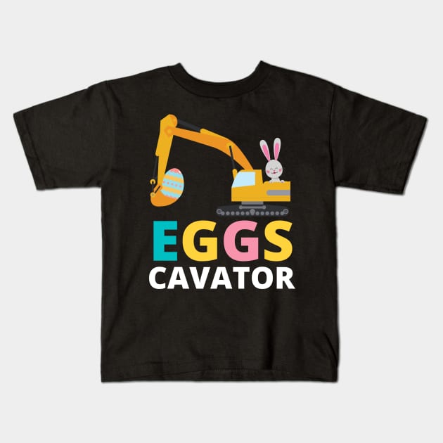 Kids Eggs Cavator Easter Bunny Excavator Cute Boys Kids Toddler Kids T-Shirt by Johner_Clerk_Design